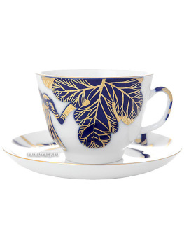 Чашка с блюдцем чайная форма "Подарочная", рисунок "Смоковница", Императорский фарфоровый завод