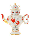 Чайник сувенирный заварочный форма "Самоварчик", рисунок "Народные мотивы", Императорский фарфоровый завод