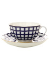 Чашка с блюдцем чайная форма "Тюльпан", рисунок "Кобальтовая сетка", Императорский фарфоровый завод