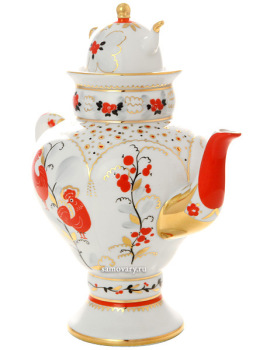 Чайник сувенирный заварочный форма "Самоварчик", рисунок "Народные мотивы", Императорский фарфоровый завод