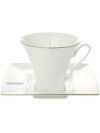 Чашка с блюдцем чайная форма "Петрополь", рисунок "Золотая лента", Императорский фарфоровый завод