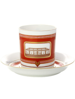 Чашка с блюдцем чайная форма "Гербовая", рисунок "Провиантские склады", Императорский фарфоровый завод