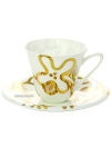 Чашка с блюдцем чайная форма "Сад", рисунок "Эмилия золотая", Императорский фарфоровый завод