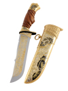 Сувенирный нож "Вавилон" Волки с резной ручкой, Златоуст